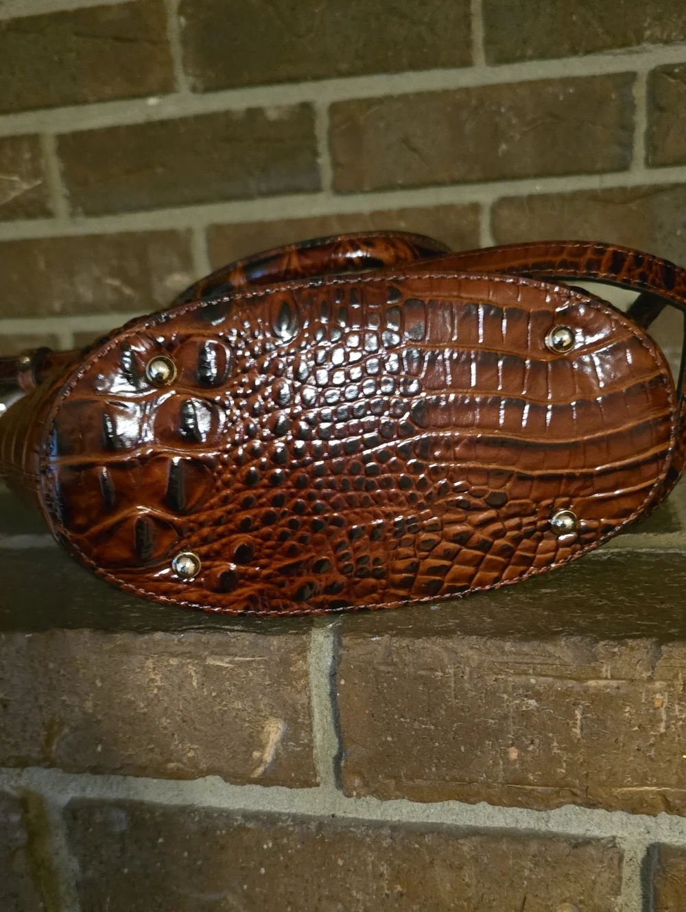 Brahmin Small Bowie Satchel Brown White